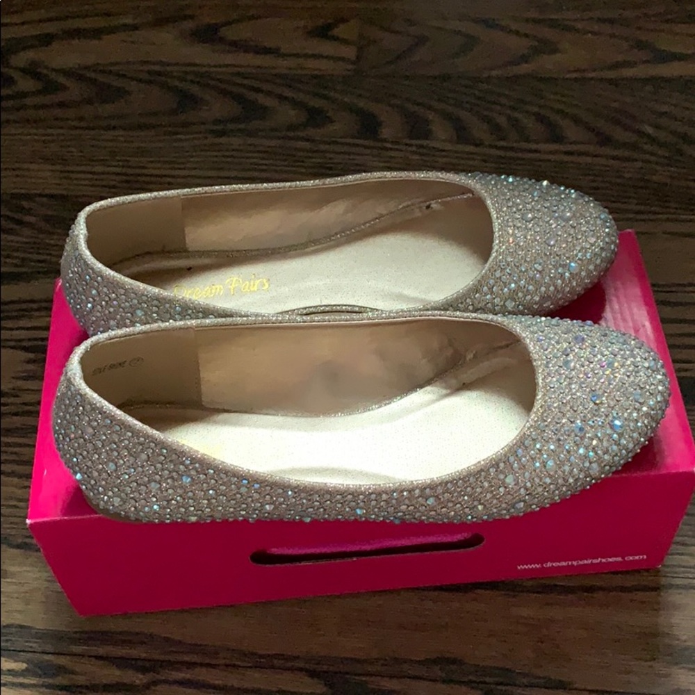Gold and silver sparkle flats